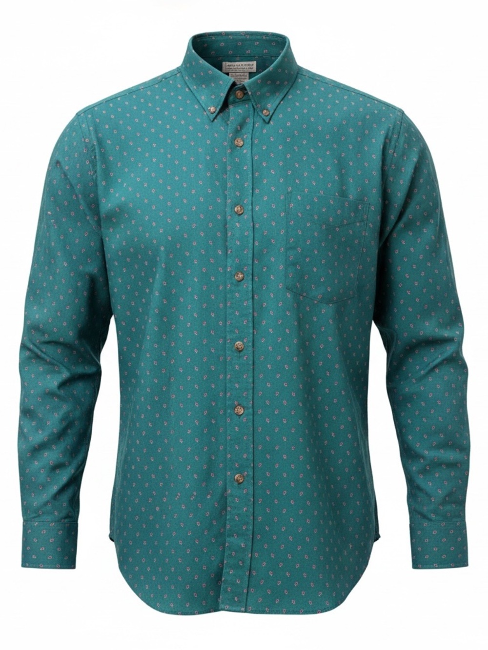 Men's vintage Hathaway Teal Printed Button-Down shirt